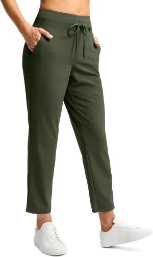 G Gradual Women's Pants High Waisted Drawstring Ankle Pants 2 Pockets 7/8 Sweatpants for Golf Travel Athletic Casual