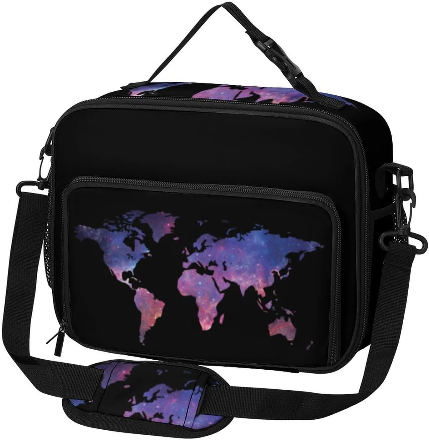 Galaxy World Map Large Insulated Lunch Bag Reusable Lunch Cooler Bags Tote for Work Picnic Outdoor