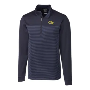 Georgia Tech Yellow Jackets Cutter & Buck Traverse Stripe Stretch Quarter Zip Pullover