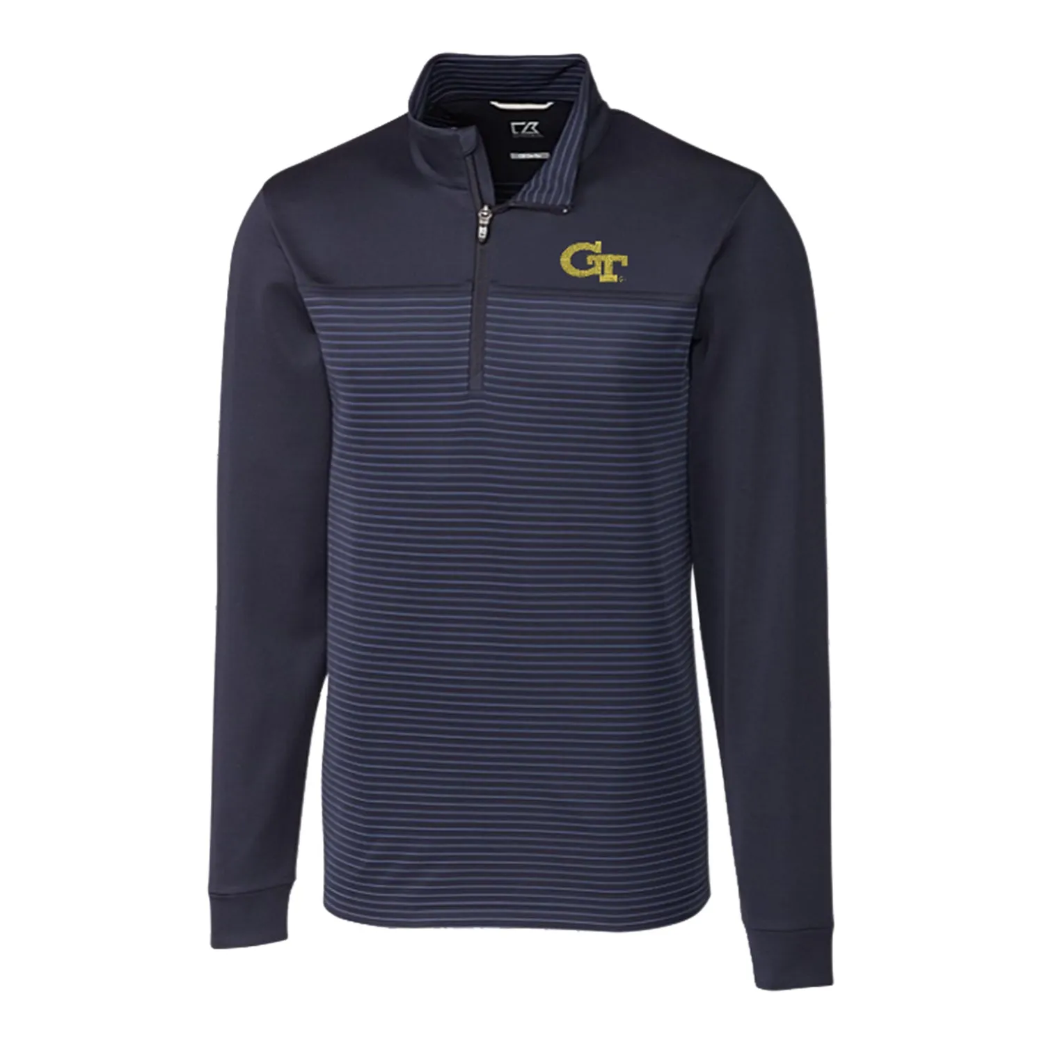 Georgia Tech Yellow Jackets Cutter & Buck Traverse Stripe Stretch Quarter Zip Pullover