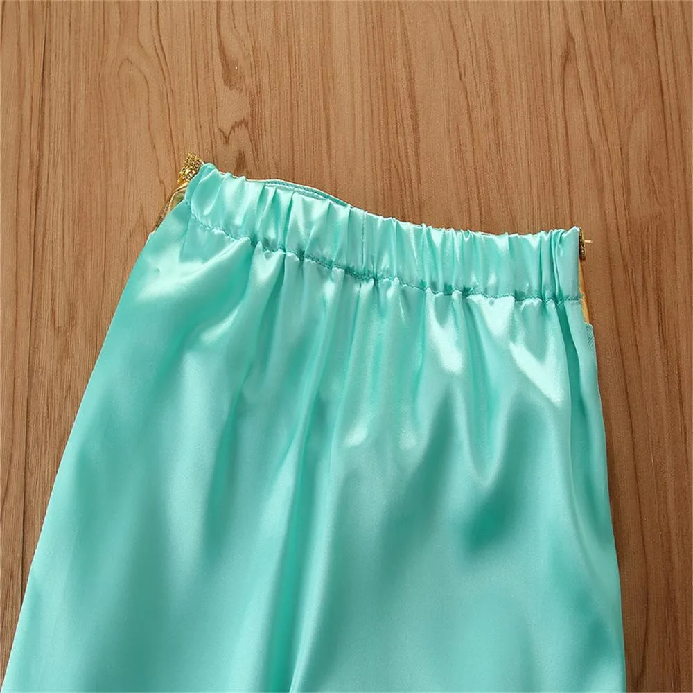 Girls Fancy Sapphire Sleeveless Performance Top & Pants Girl Boutique Clothing Wholesale