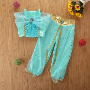 Girls Fancy Sapphire Sleeveless Performance Top & Pants Girl Boutique Clothing Wholesale