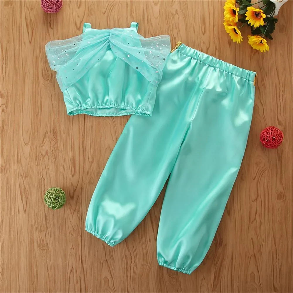 Girls Fancy Sapphire Sleeveless Performance Top & Pants Girl Boutique Clothing Wholesale