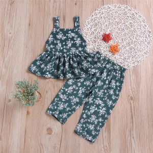 Girls Floral Printed Sleeveless Top & Pants Wholesale Little Girl Boutique Clothing