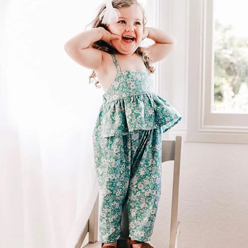 Girls Floral Printed Sleeveless Top & Pants Wholesale Little Girl Boutique Clothing