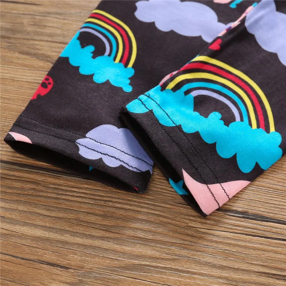 Girls Rainbow Unicorn Printed Long Sleeve T-shirt & Pants Wholesale