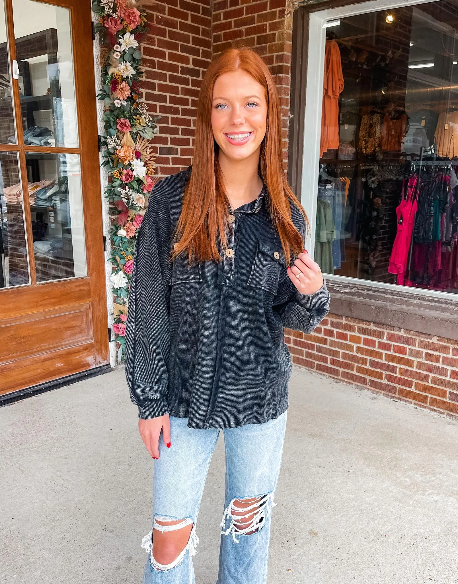 Got Nothing On Me Shacket - BLACK ( was 56.90)