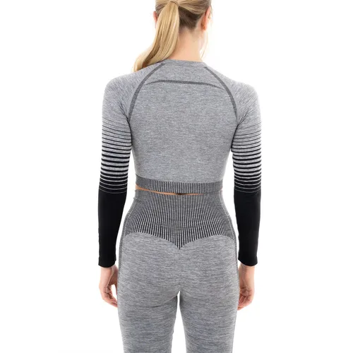 GRADIENT STRIPE SEAMLESS LS TOP GREY - M