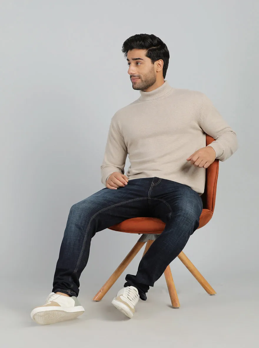 Grey Solid Slim Fit Winter T-Shirt | JadeBlue
