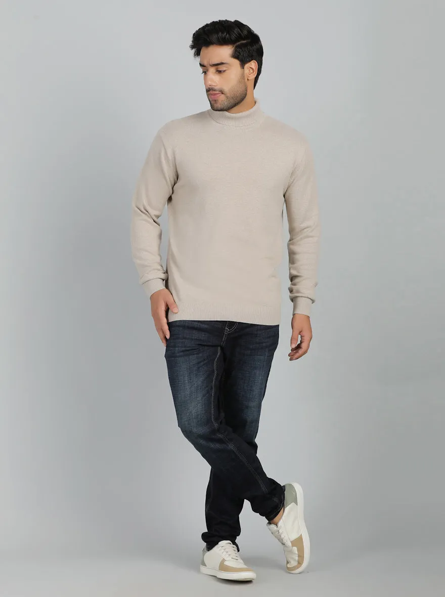 Grey Solid Slim Fit Winter T-Shirt | JadeBlue