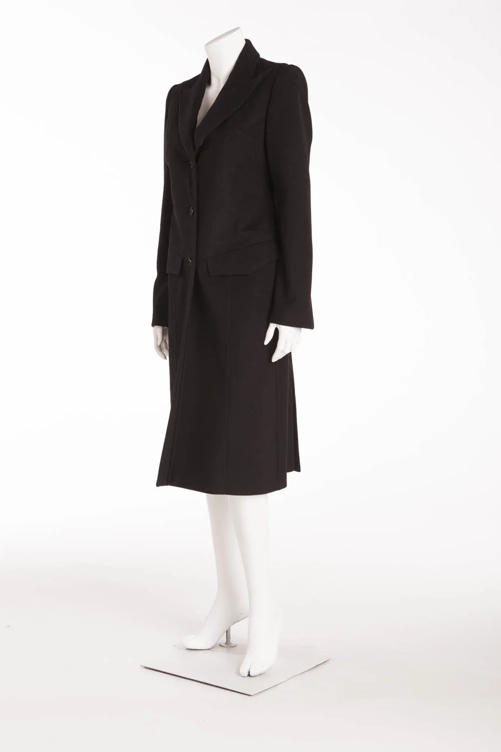 Gucci - Black Long Sleeve Button Up Coat  - IT 38