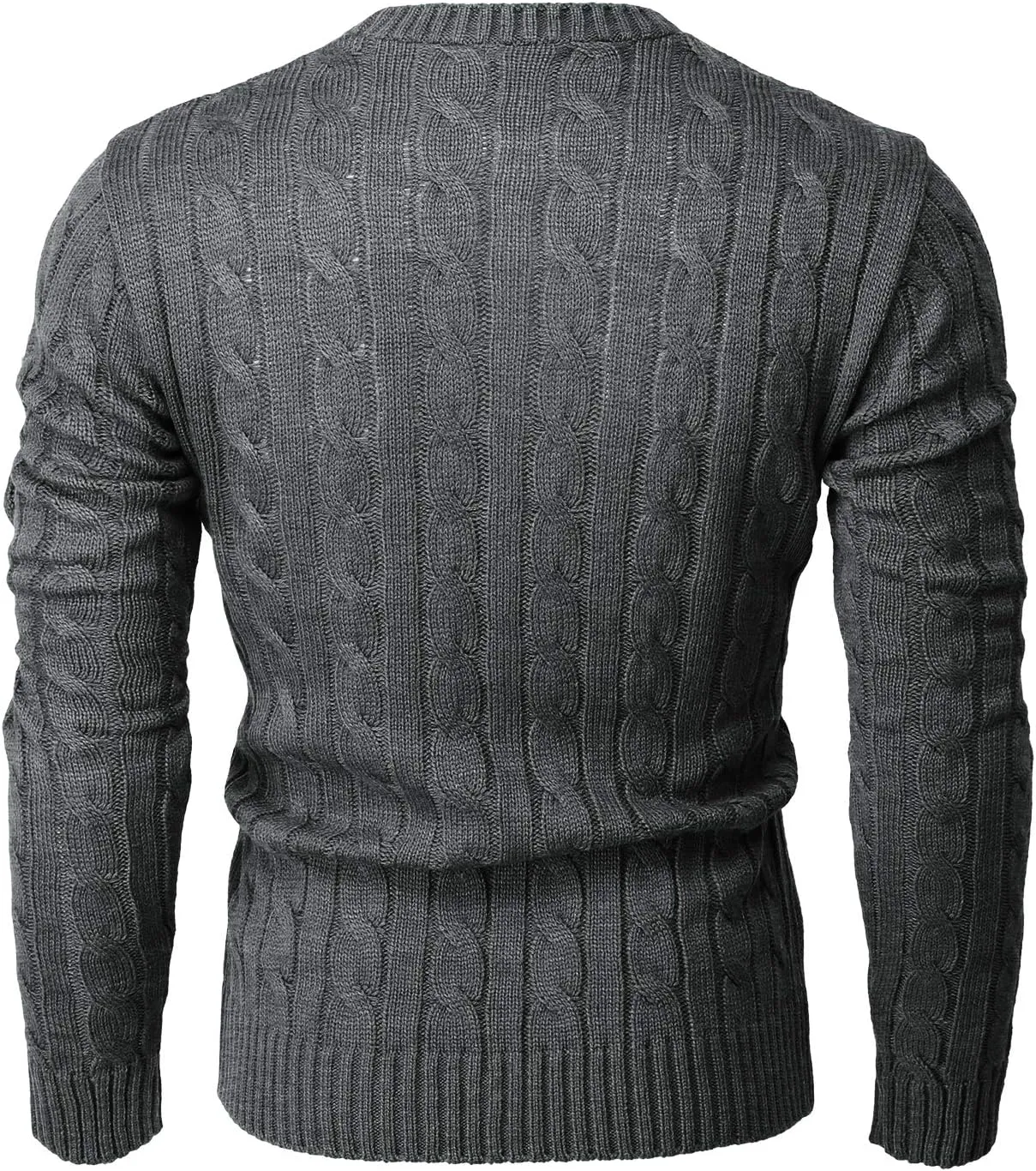 H2H Mens Casual Slim Fit Pullover Sweaters Long Sleeve Cable Knitted Sweater with Button Closure