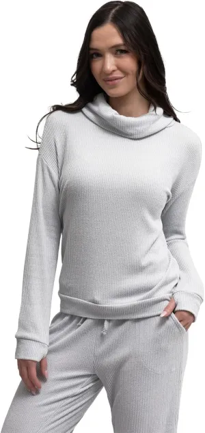 Hello Mello CuddleBlend Womens Lounge Comfortable Pajama Long Sleeve Top with Cowl Neck and Thumbholes