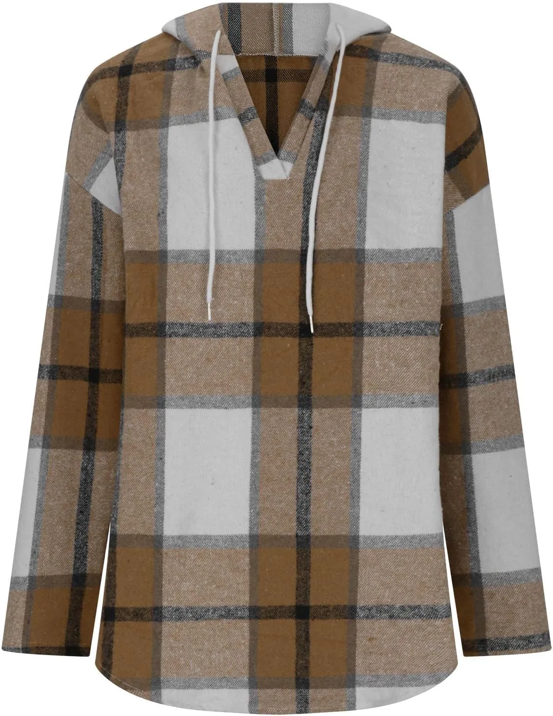 Hoodies for Women Long Sleeve Plaid Shirt Oversized Flannel Sweatshirt Dressy Casual Shirts Loose Fit Pullover Hoodie