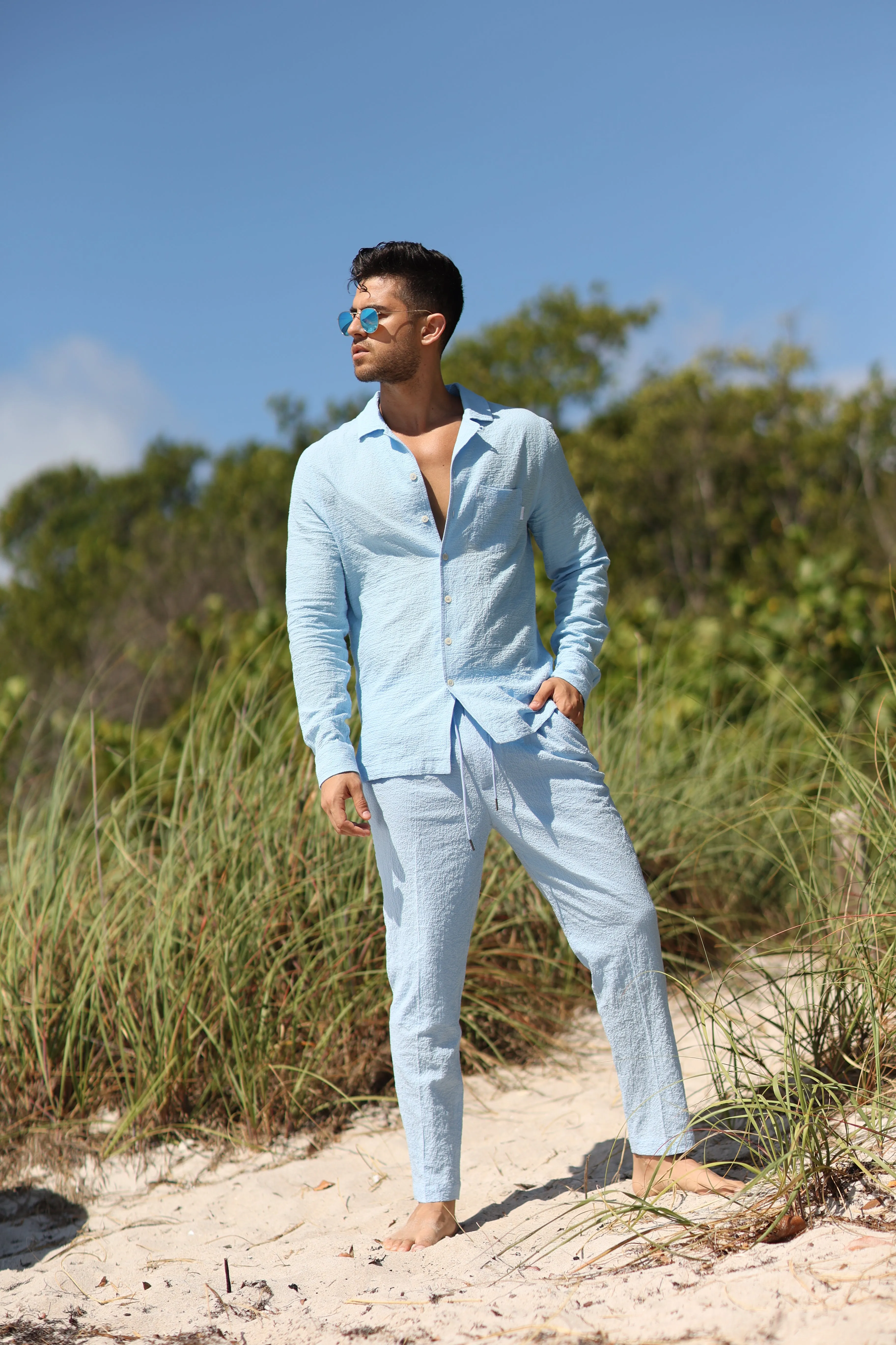 IBIZA BABY BLUE SEERSUCKER PANTS