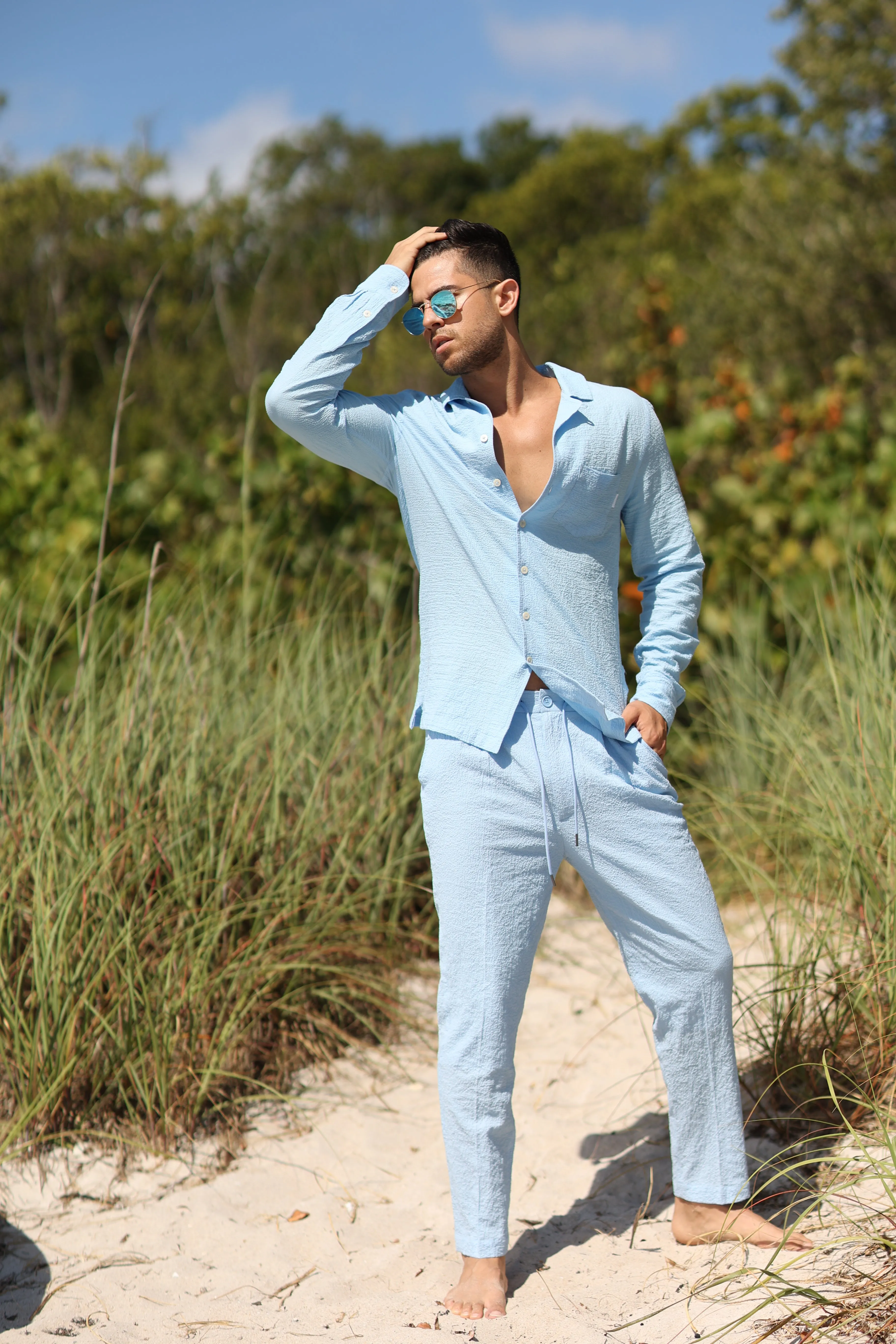 IBIZA BABY BLUE SEERSUCKER PANTS
