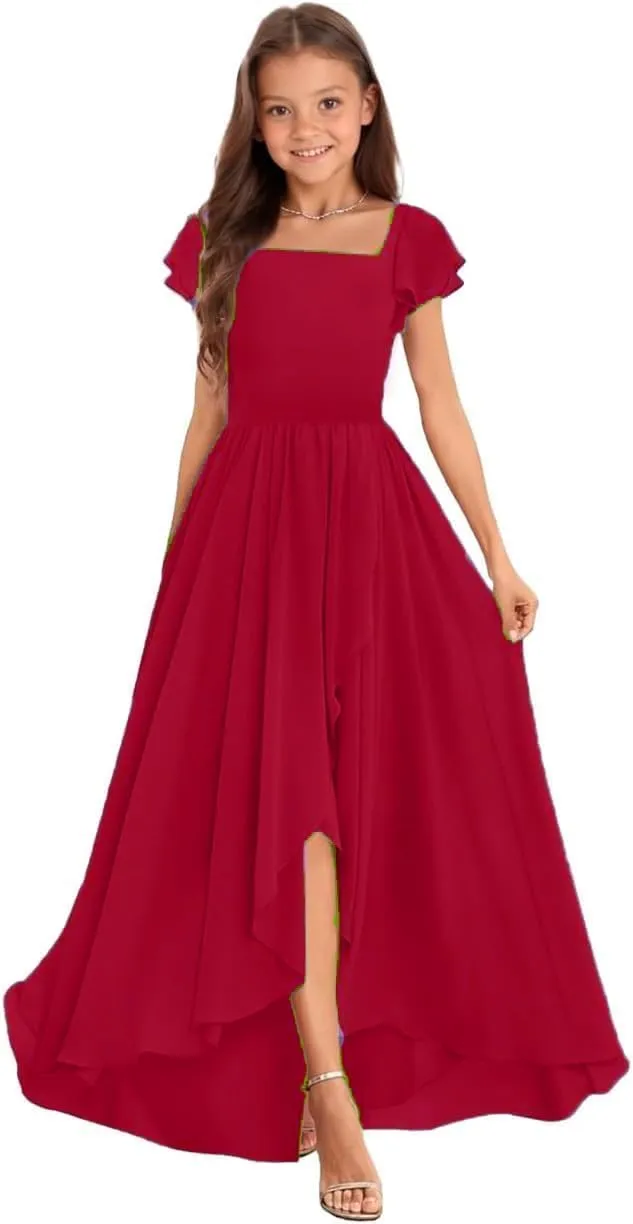 Junior Bridesmaid Dresses Chiffon Junior Dresses for Teen Girls A Line Pageant Dresses for Girls