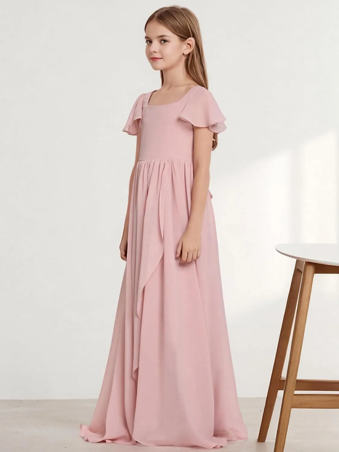 Junior Bridesmaid Dresses Chiffon Junior Dresses for Teen Girls A Line Pageant Dresses for Girls