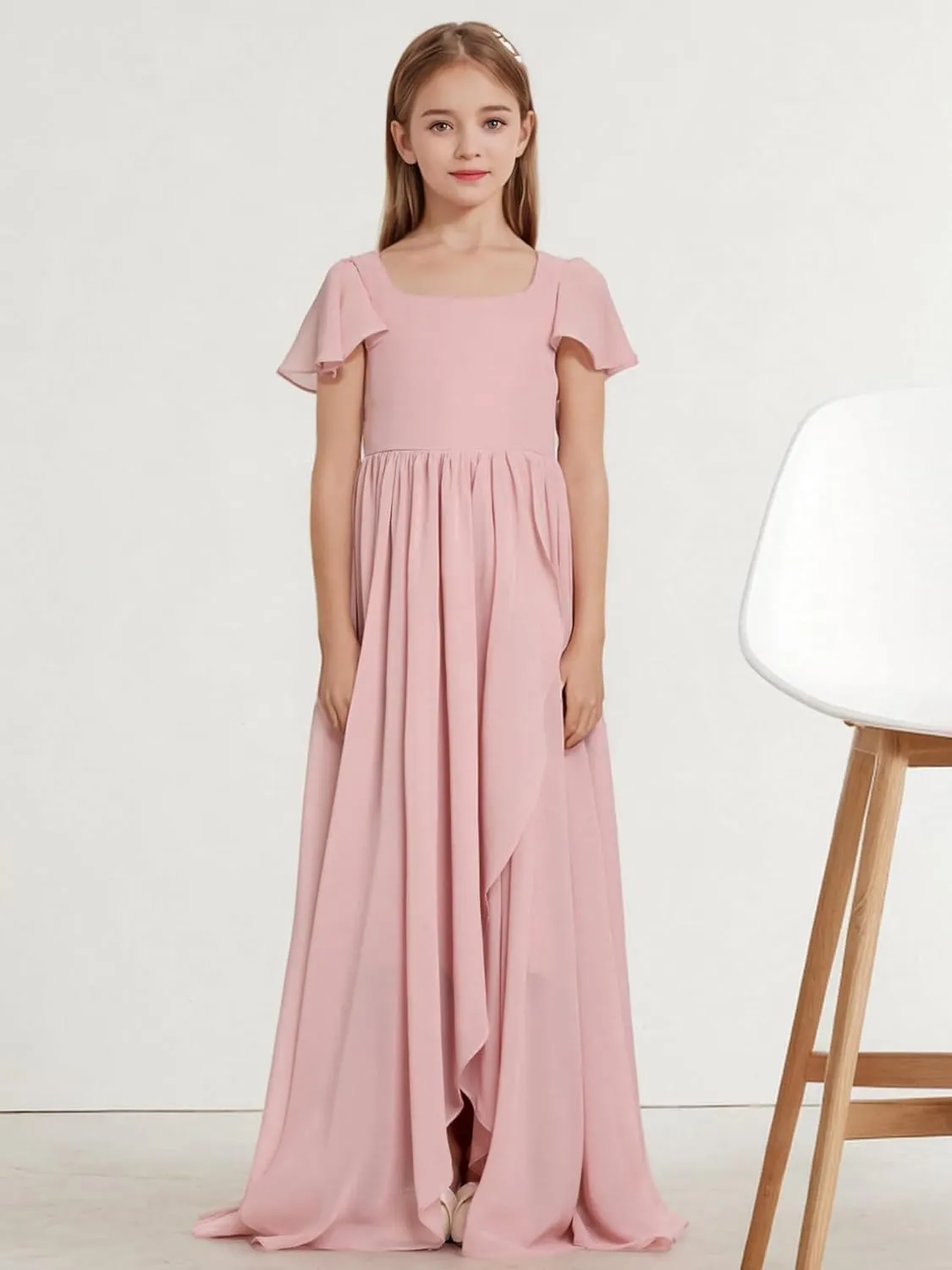 Junior Bridesmaid Dresses Chiffon Junior Dresses for Teen Girls A Line Pageant Dresses for Girls