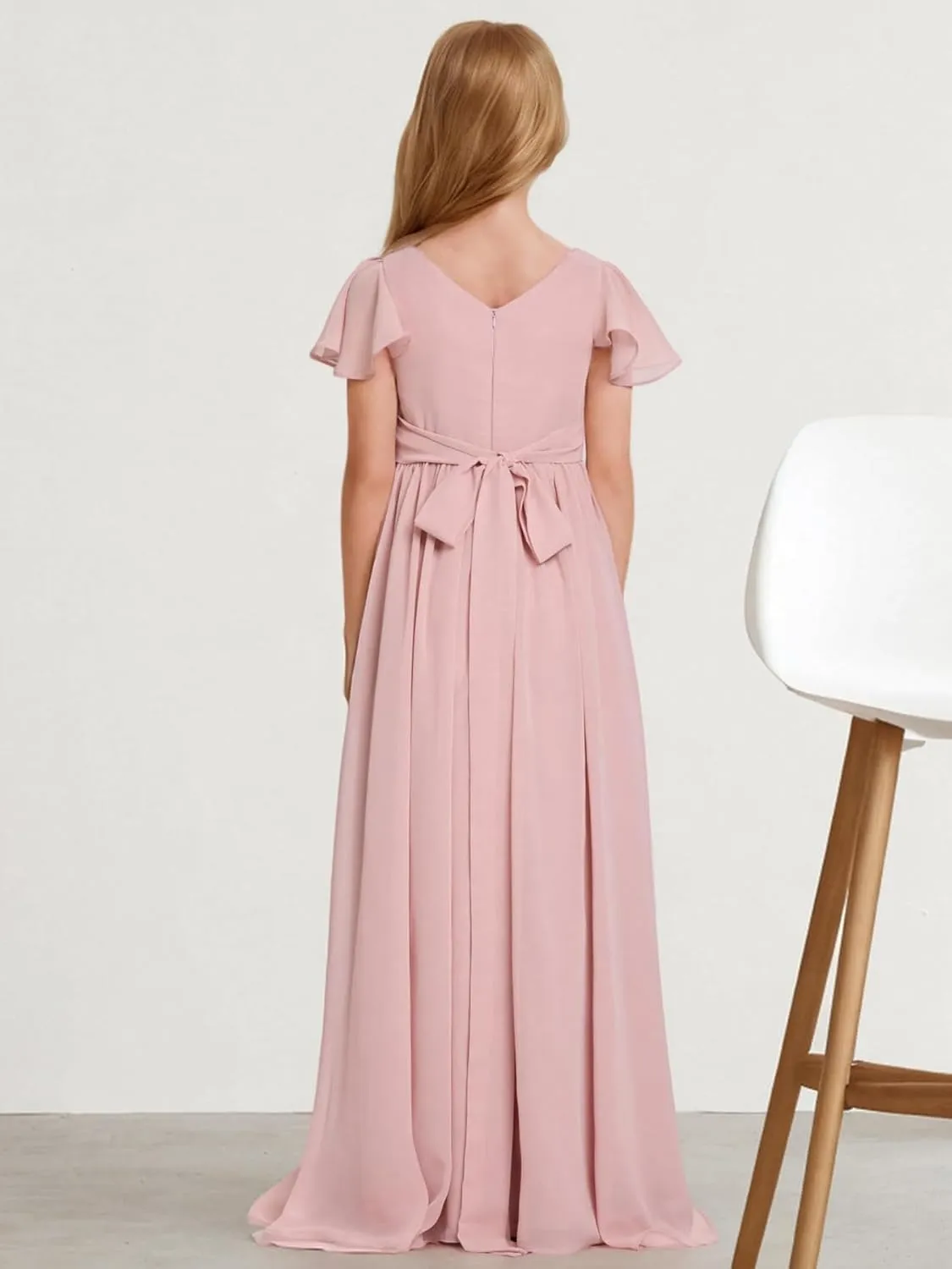 Junior Bridesmaid Dresses Chiffon Junior Dresses for Teen Girls A Line Pageant Dresses for Girls