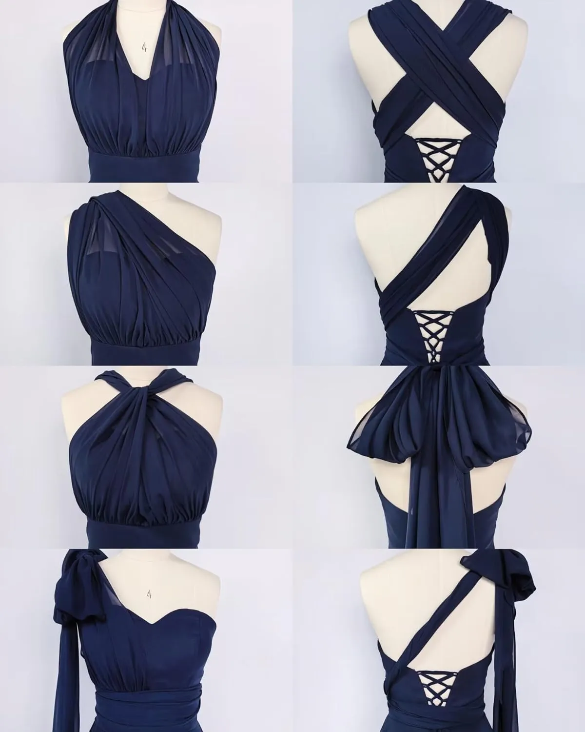 KDTM Chiffon Bridesmaid Dresses with Bandeau Infinity Convertible Prom Dress Multi-Way Long Formal Gowns with Slit