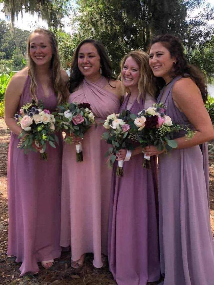KDTM Chiffon Bridesmaid Dresses with Bandeau Infinity Convertible Prom Dress Multi-Way Long Formal Gowns with Slit