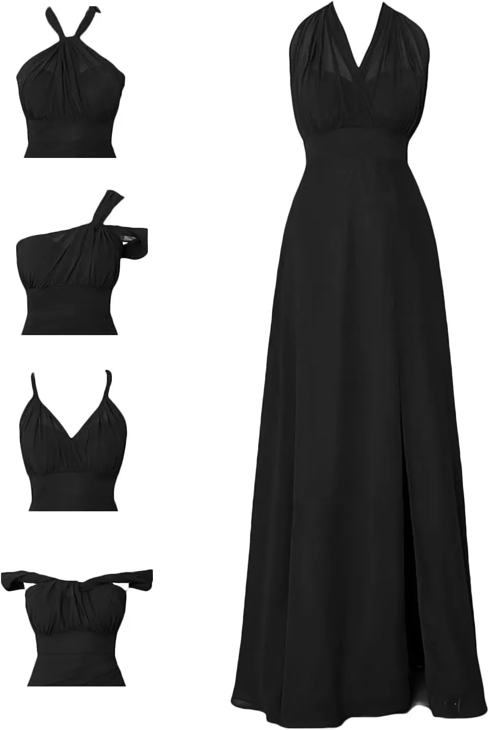 KDTM Chiffon Bridesmaid Dresses with Bandeau Infinity Convertible Prom Dress Multi-Way Long Formal Gowns with Slit