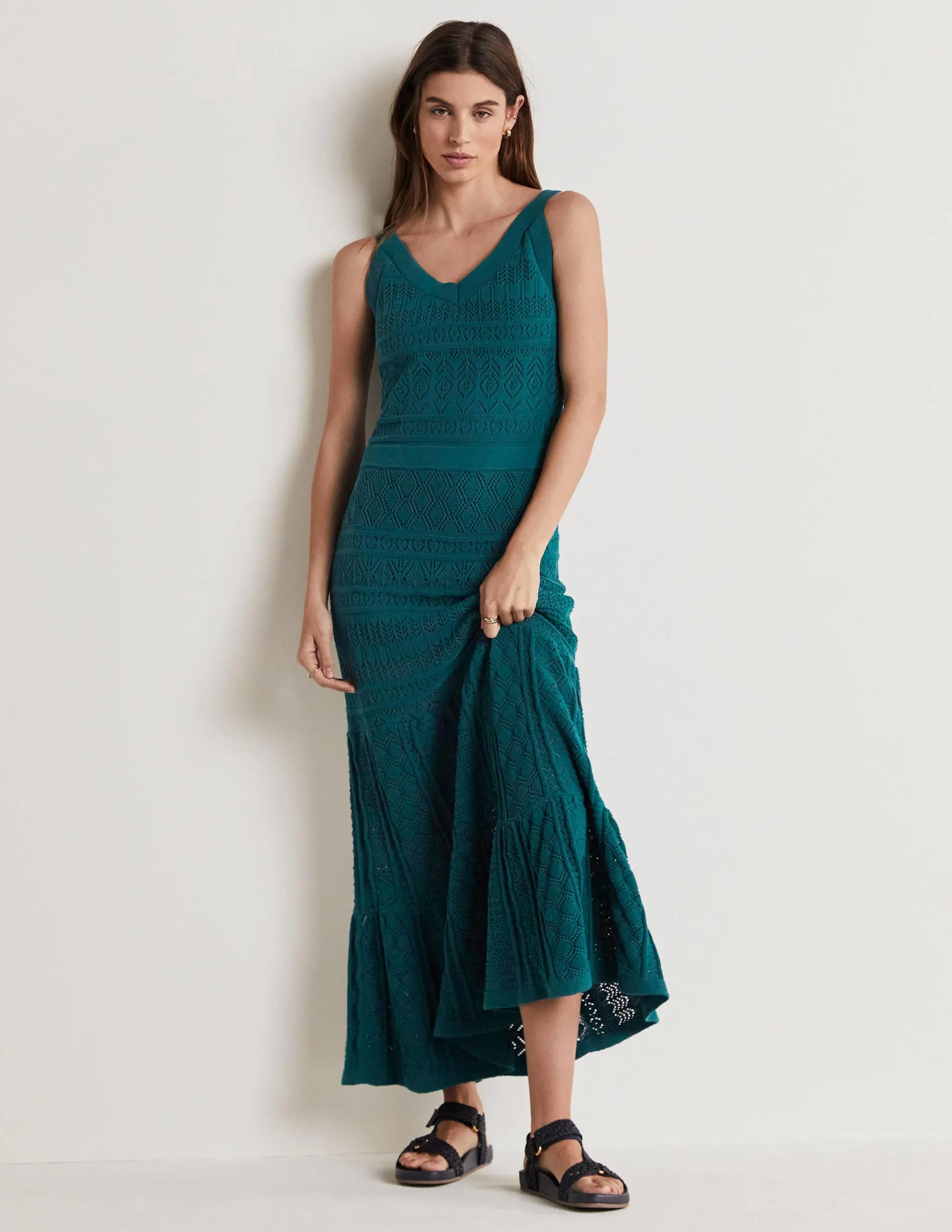 Knitted Lace Maxi Dress-Chesapeake Bay