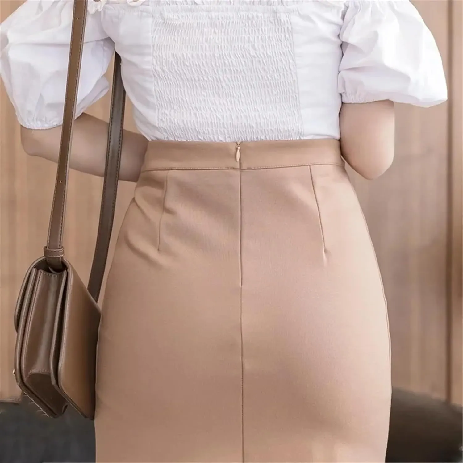 Korean High Waist Black Midi Skirt Women Clothes Button Party Red Skirt