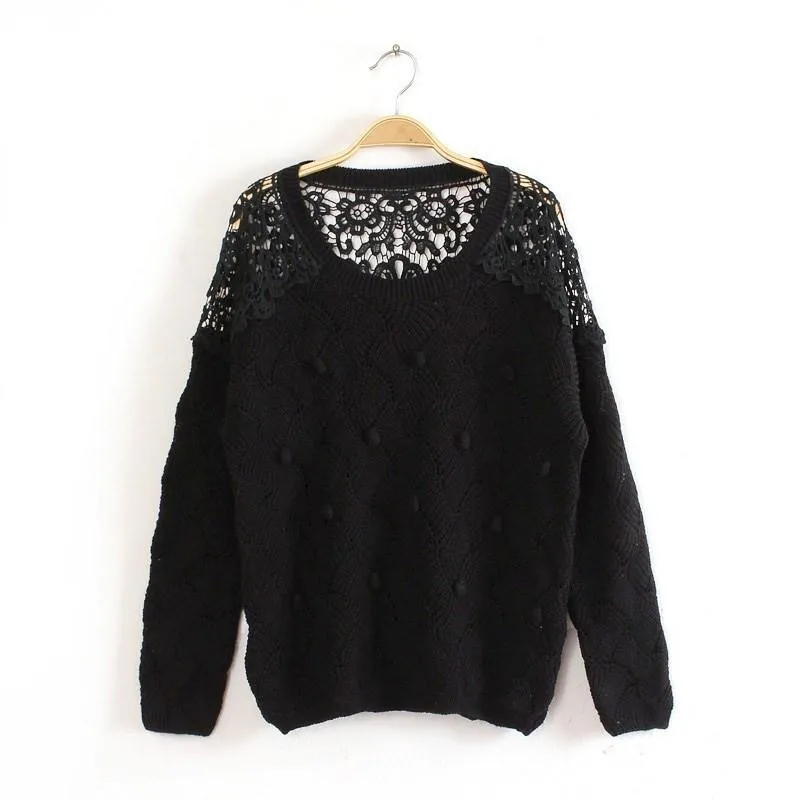 Lace Crochet Hollow Out Pullover Sweater