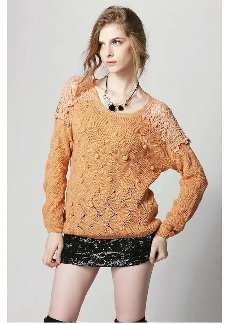 Lace Crochet Hollow Out Pullover Sweater