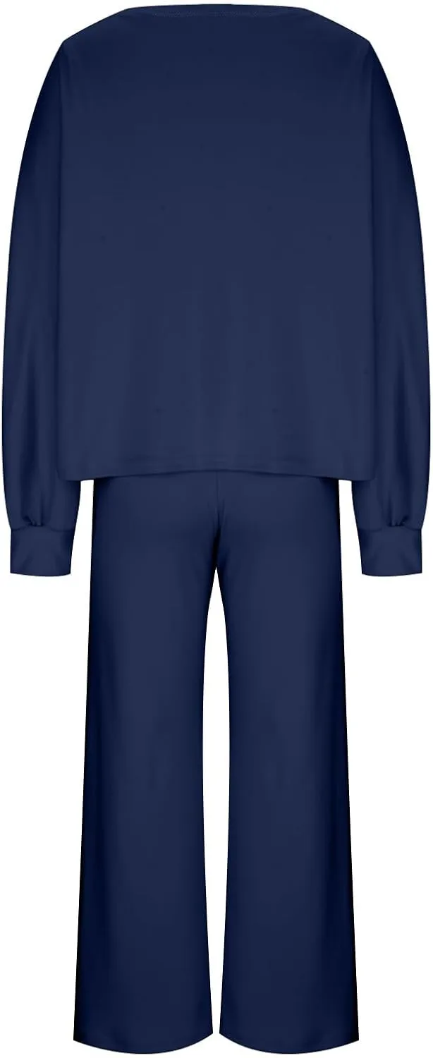 Lastesso Ladies Loungewear Sets Fuzzy Outfits Sets 2 Piece Loose Fit Solid Lounge Wear Comfortable Spring Life Homewear
