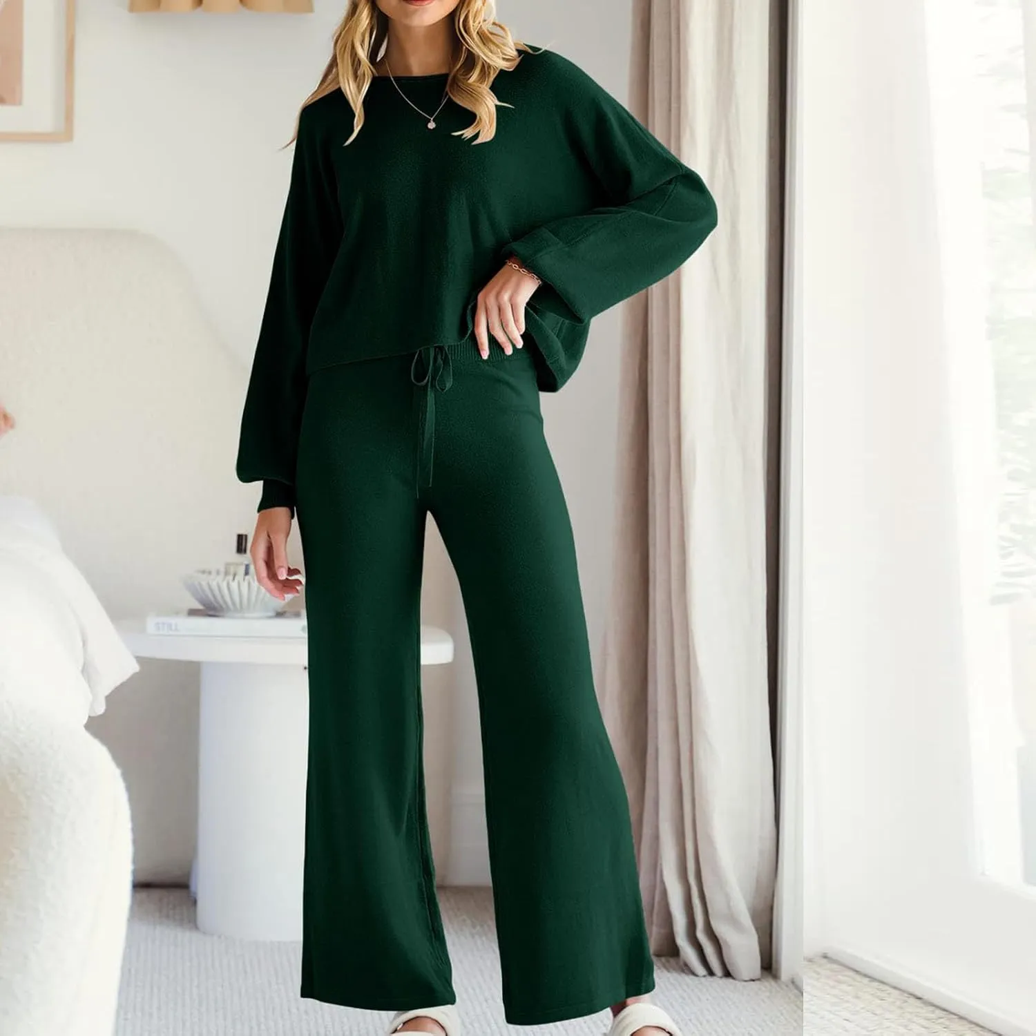 Lastesso Ladies Loungewear Sets Fuzzy Outfits Sets 2 Piece Loose Fit Solid Lounge Wear Comfortable Spring Life Homewear