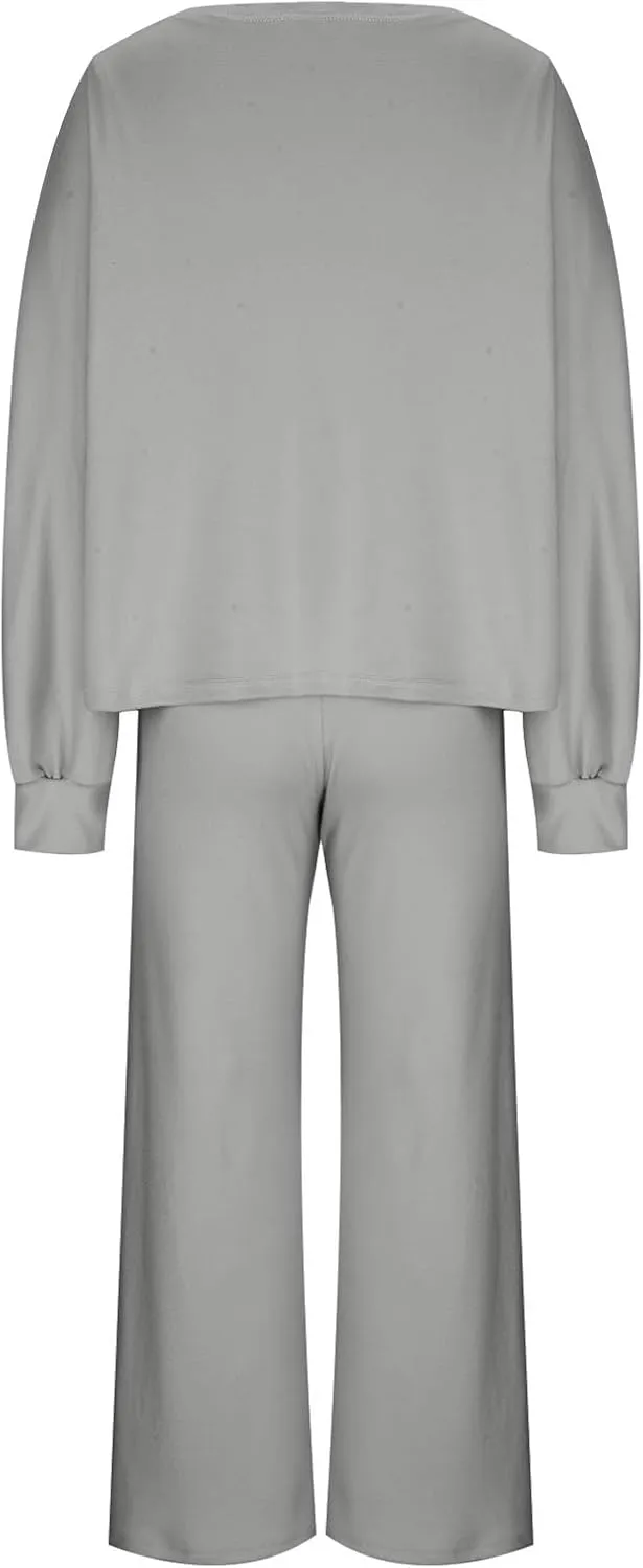 Lastesso Ladies Loungewear Sets Fuzzy Outfits Sets 2 Piece Loose Fit Solid Lounge Wear Comfortable Spring Life Homewear