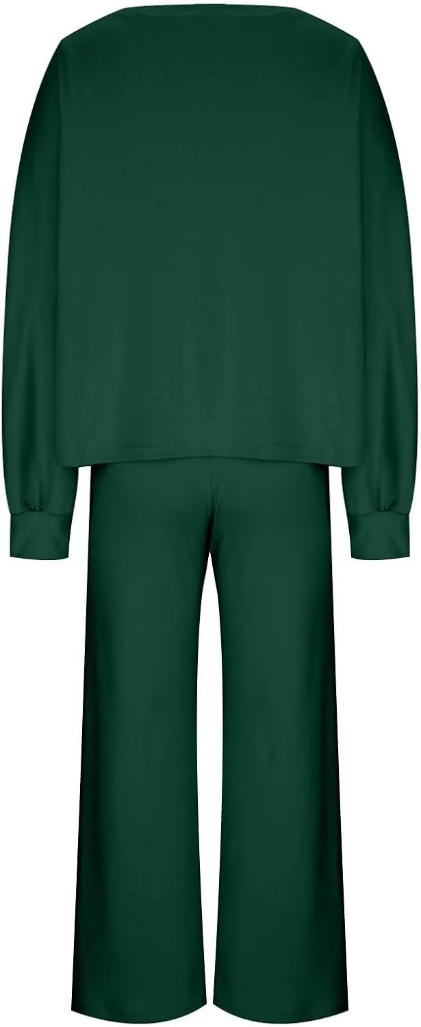Lastesso Ladies Loungewear Sets Fuzzy Outfits Sets 2 Piece Loose Fit Solid Lounge Wear Comfortable Spring Life Homewear