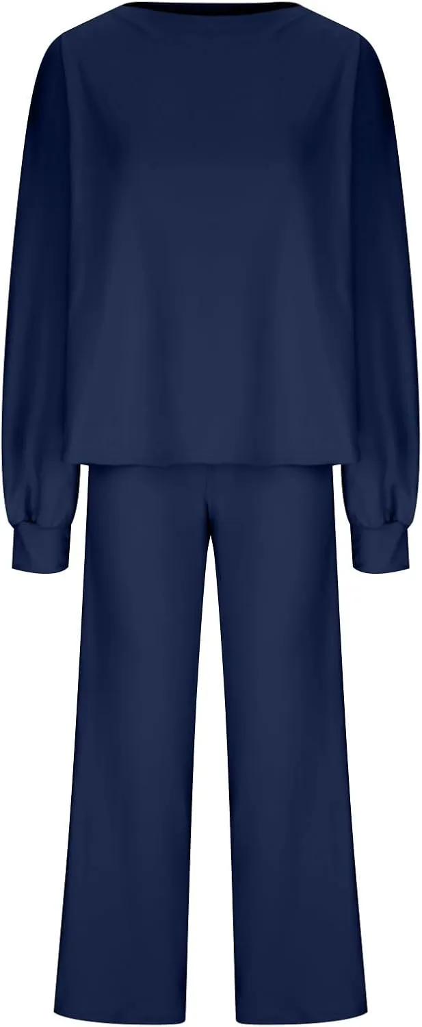 Lastesso Ladies Loungewear Sets Fuzzy Outfits Sets 2 Piece Loose Fit Solid Lounge Wear Comfortable Spring Life Homewear