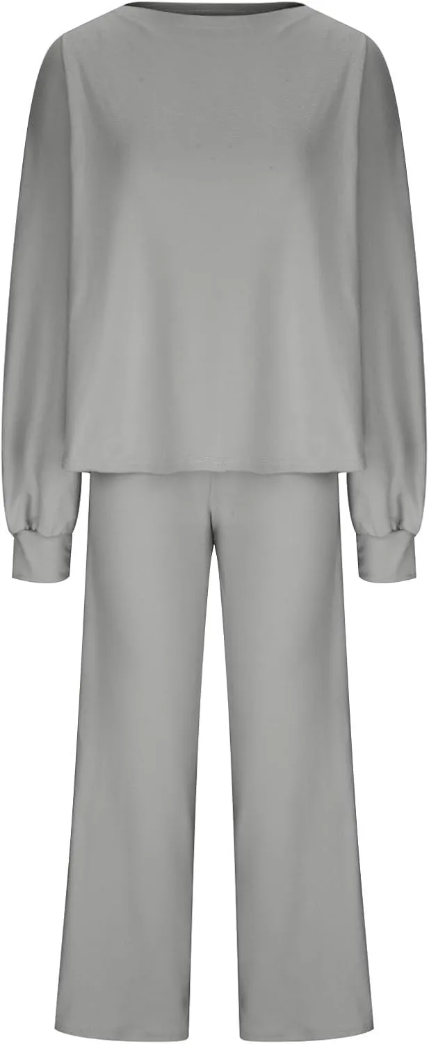 Lastesso Ladies Loungewear Sets Fuzzy Outfits Sets 2 Piece Loose Fit Solid Lounge Wear Comfortable Spring Life Homewear