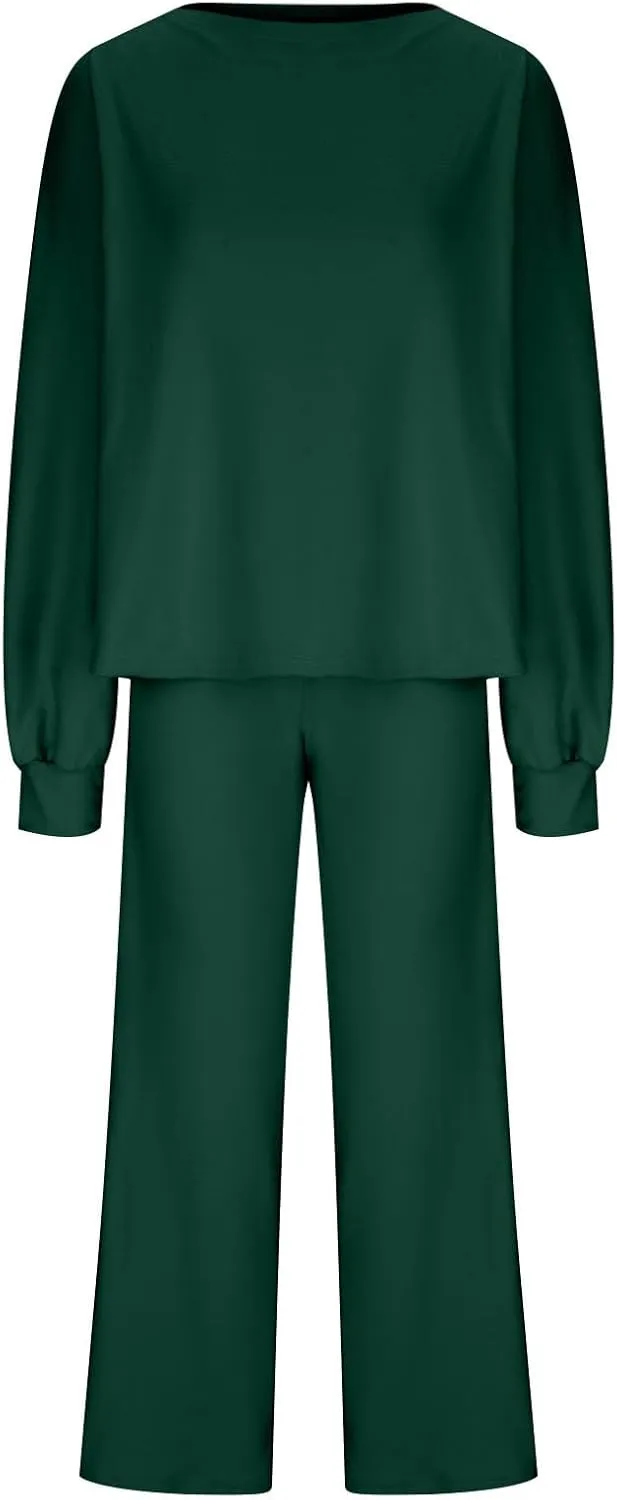 Lastesso Ladies Loungewear Sets Fuzzy Outfits Sets 2 Piece Loose Fit Solid Lounge Wear Comfortable Spring Life Homewear