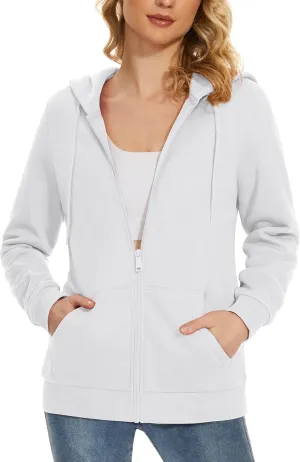MAGCOMSEN Women's Fleece Lined Zip Up Hoodies Casual Hooded Jacket Workout Full Zip Sweatshirts Pocket Coats