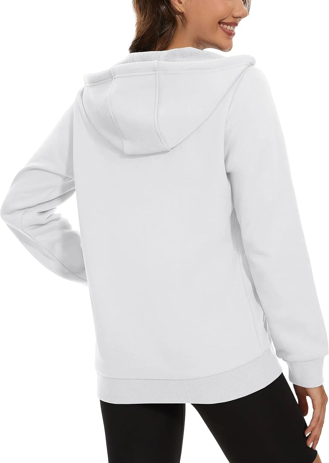 MAGCOMSEN Women's Fleece Lined Zip Up Hoodies Casual Hooded Jacket Workout Full Zip Sweatshirts Pocket Coats