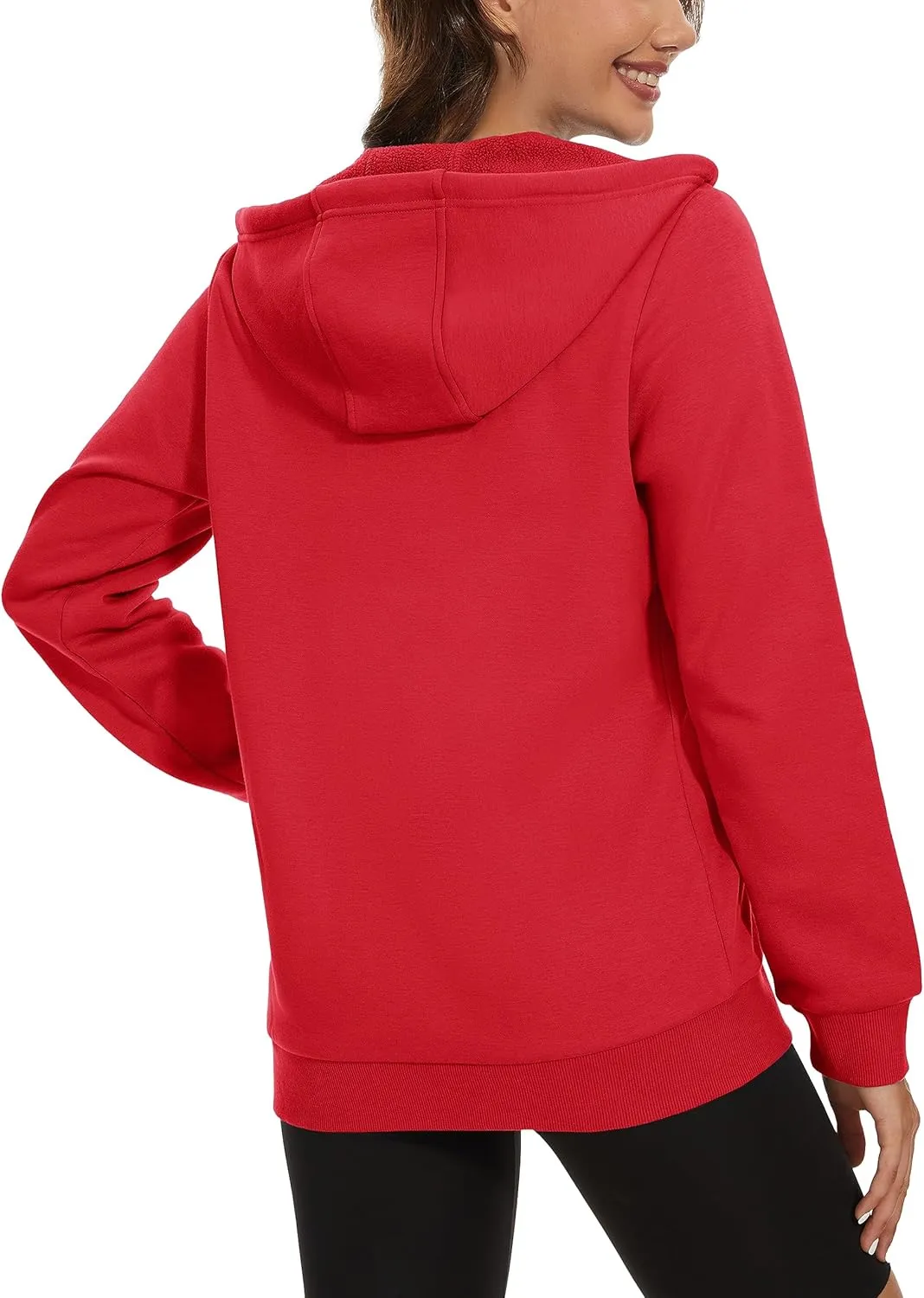 MAGCOMSEN Women's Fleece Lined Zip Up Hoodies Casual Hooded Jacket Workout Full Zip Sweatshirts Pocket Coats