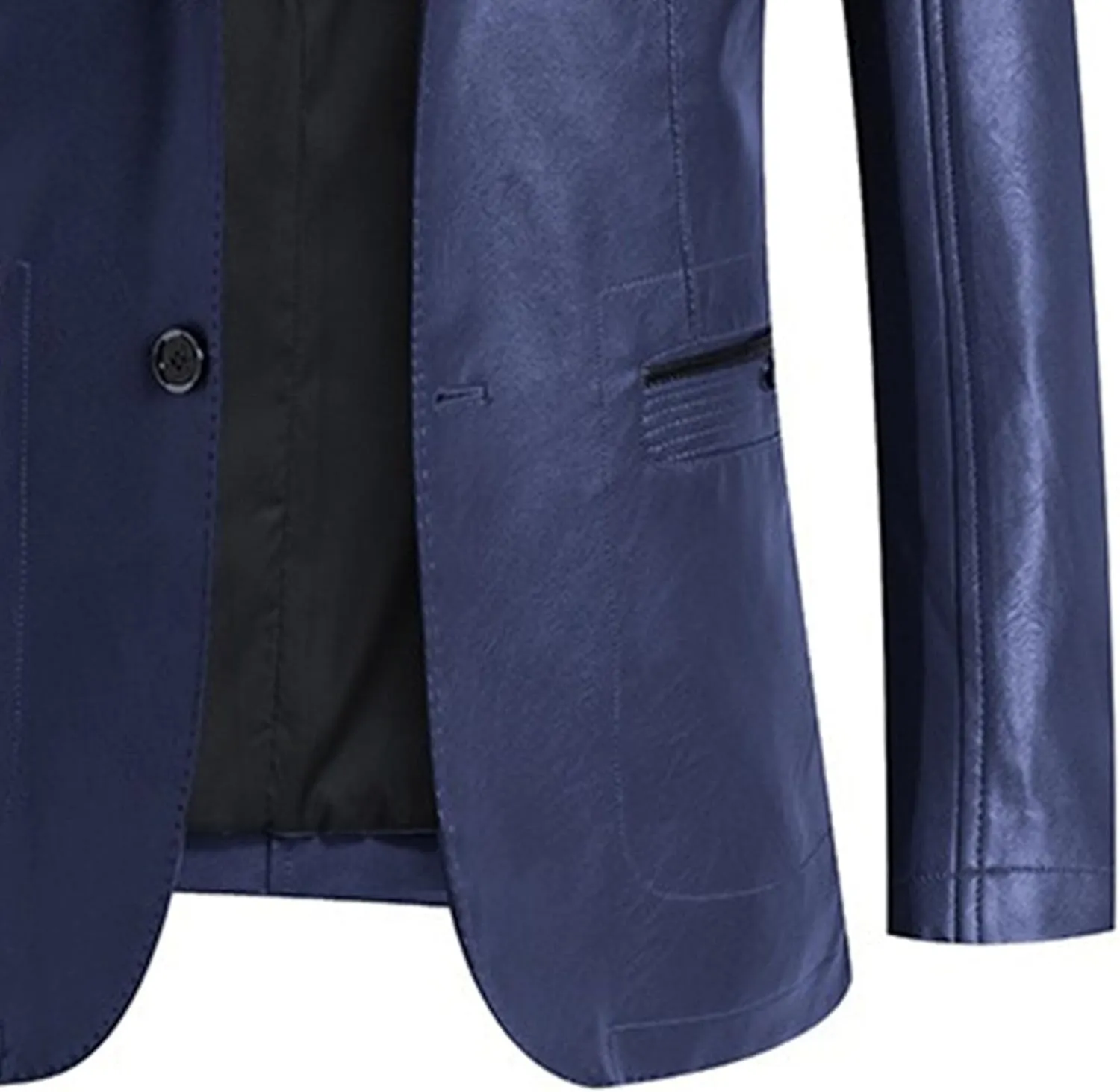 Maiyifu-GJ Leather Blazer for Men Classic Faux Leather Business Sport Coat Notched Collar One Button Slim Moto Suits Jacket