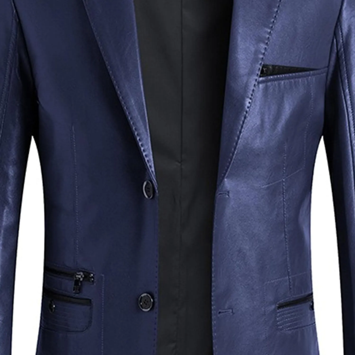 Maiyifu-GJ Leather Blazer for Men Classic Faux Leather Business Sport Coat Notched Collar One Button Slim Moto Suits Jacket