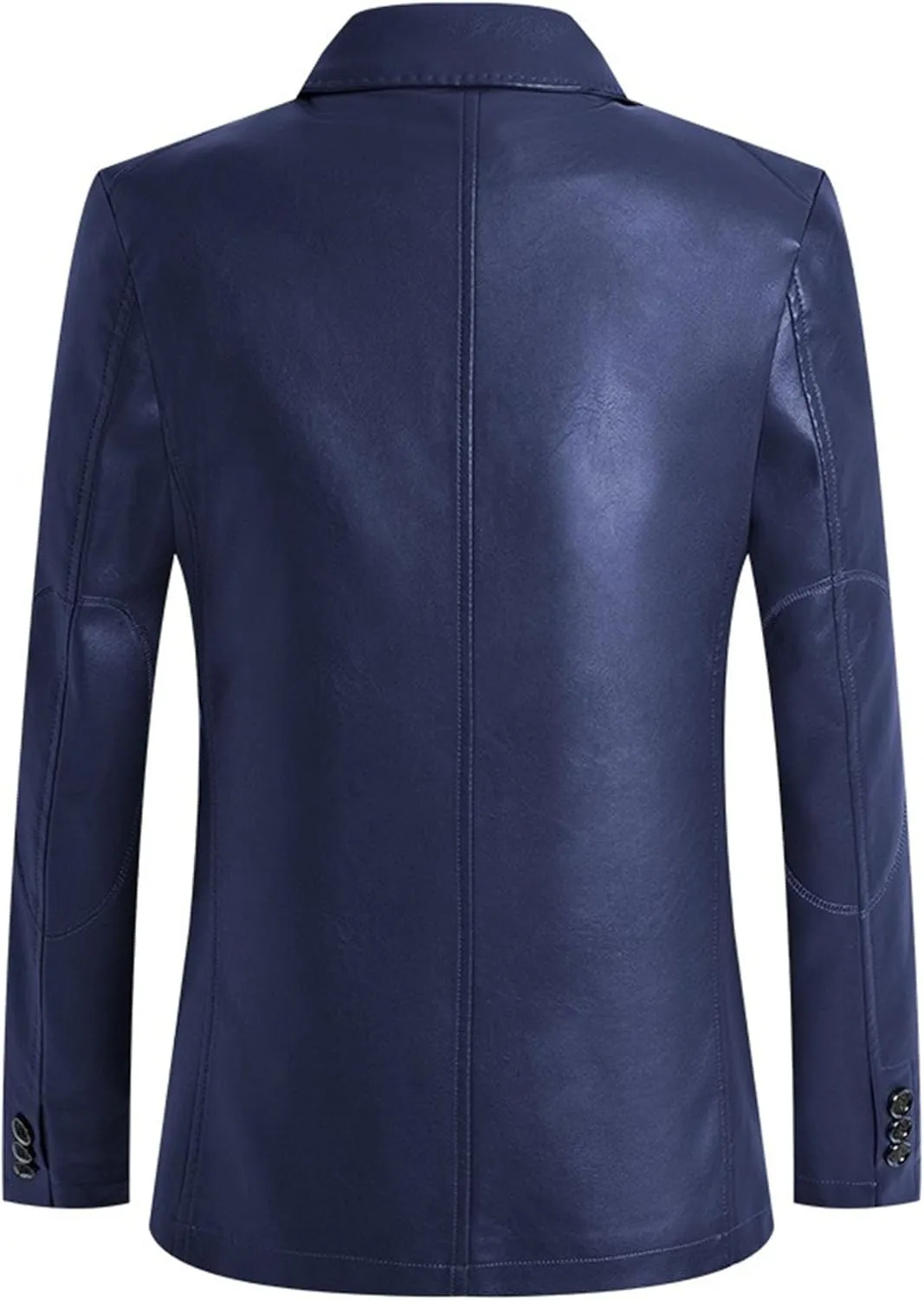 Maiyifu-GJ Leather Blazer for Men Classic Faux Leather Business Sport Coat Notched Collar One Button Slim Moto Suits Jacket