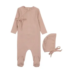 MEMA KNITS 2PC POINTELLE FOOTIE   BONNET SET