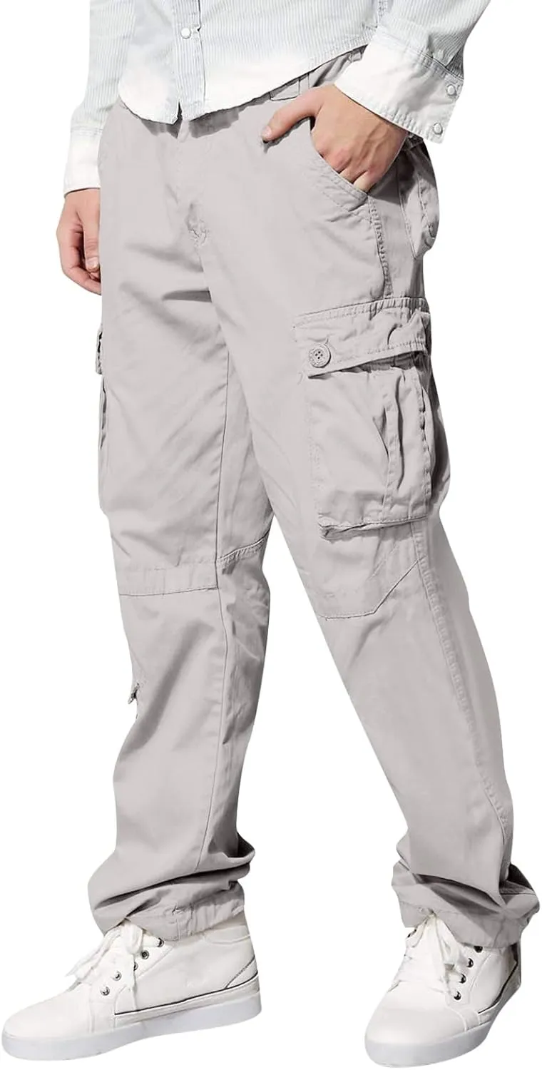 Men's Cargo Pants Casual Multi Pockets Twill Chino Pants Athletic Sweatpant Loose-Fit Classic Lightweight Daily Wear
