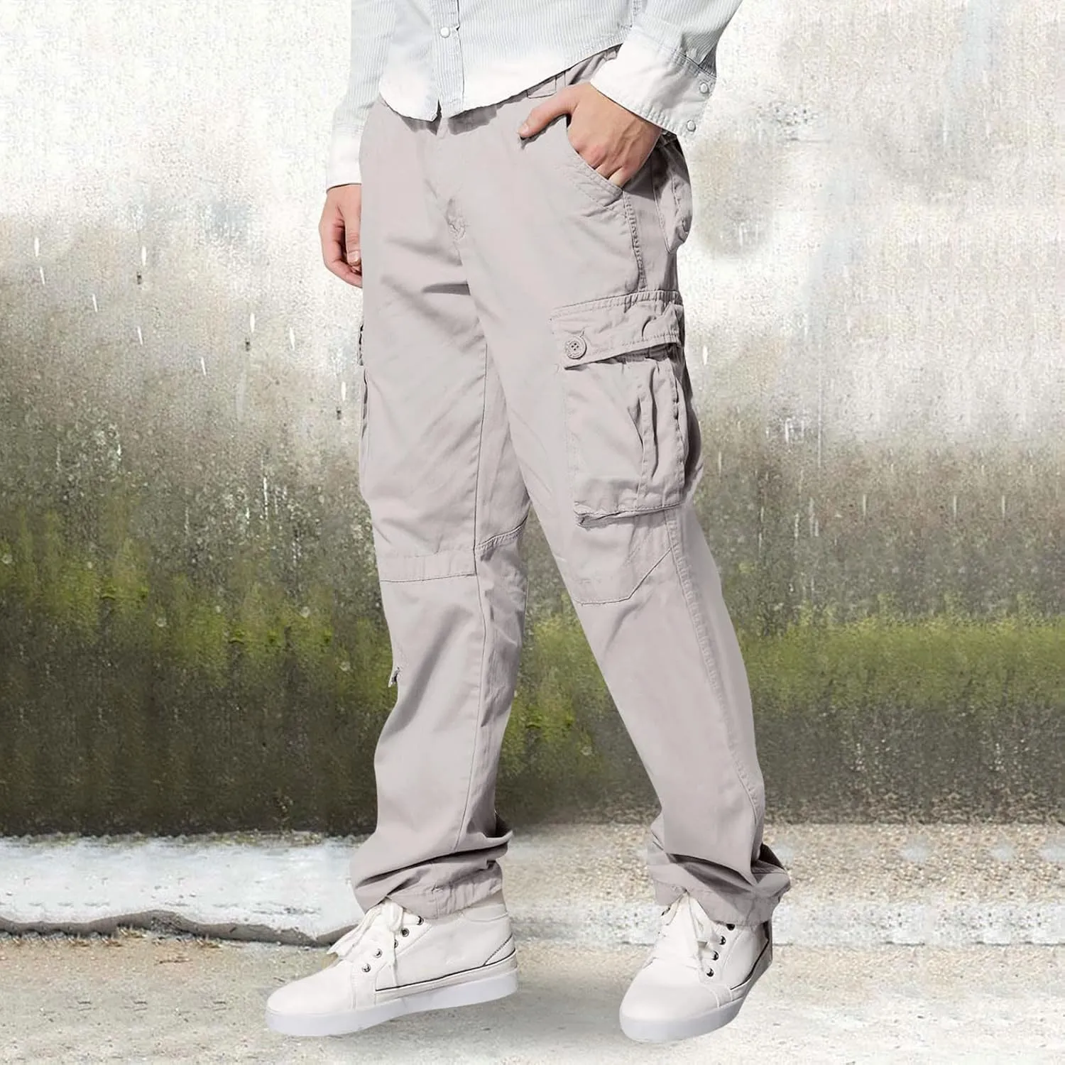 Men's Cargo Pants Casual Multi Pockets Twill Chino Pants Athletic Sweatpant Loose-Fit Classic Lightweight Daily Wear