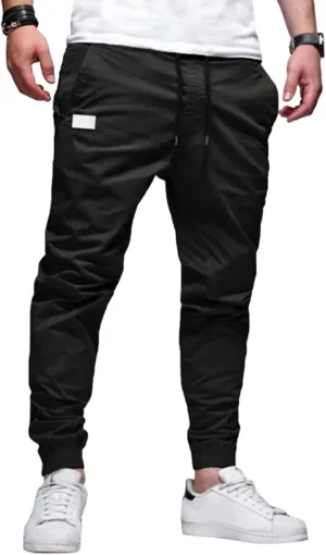 Mens Casual Joggers Pants Elastic Drawstring Chino Cargo Pants Hiking Outdoor Track Sweatpants