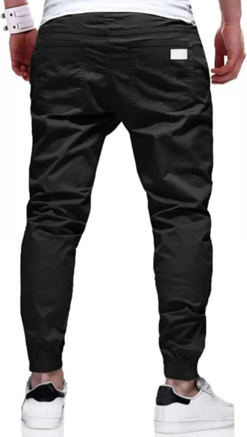 Mens Casual Joggers Pants Elastic Drawstring Chino Cargo Pants Hiking Outdoor Track Sweatpants