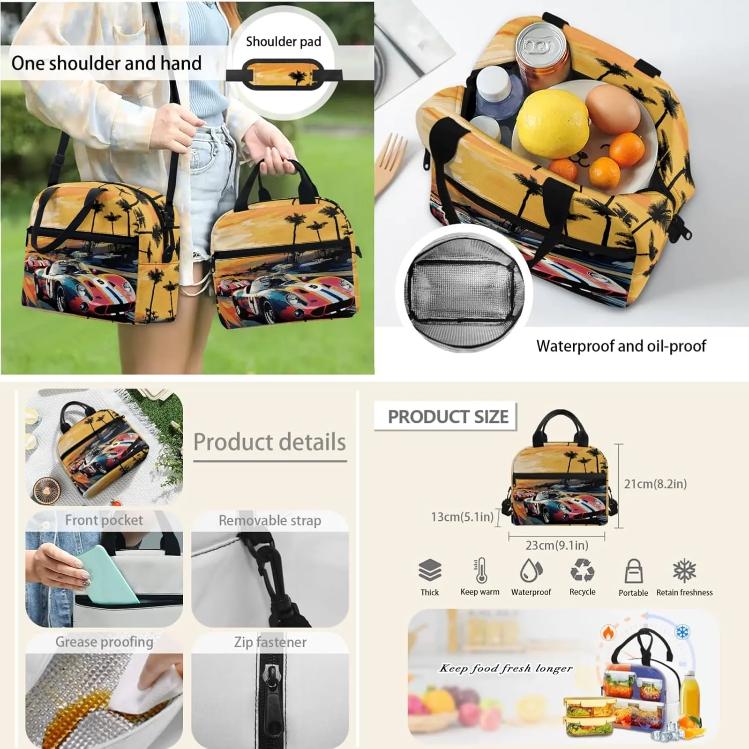 Merkmak Boys Car Backpack 3 Pcs Set for 1St 2Nd Kids Cool Bookbag Lightweight School Bag for Elementary Children Book Bags with Lunch Box Sets for Child 17 Inch Daypack
